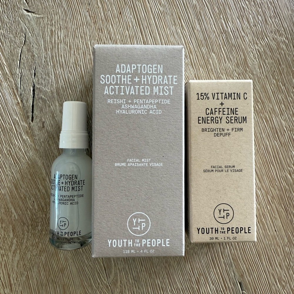 Adaptogen Soothe + Hydrate Activated Mist and Caffeine Energy Serum Set